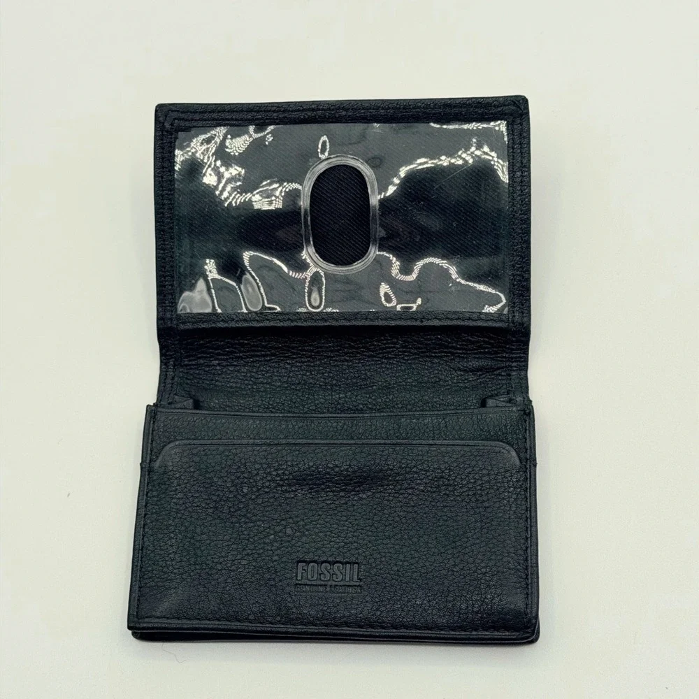 Fossil Black Leather Bifold Wallet Classic Minimalist Heritage EDC Dad Core